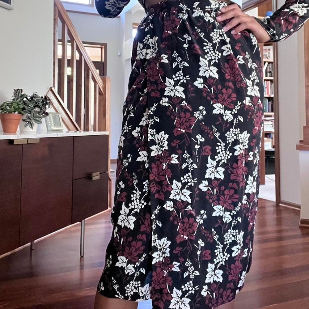 Vintage Black maroon and white silk skirt
